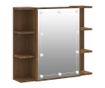 Omara z ogledalom in LED, temen hrast, 70x16,5x60 cm