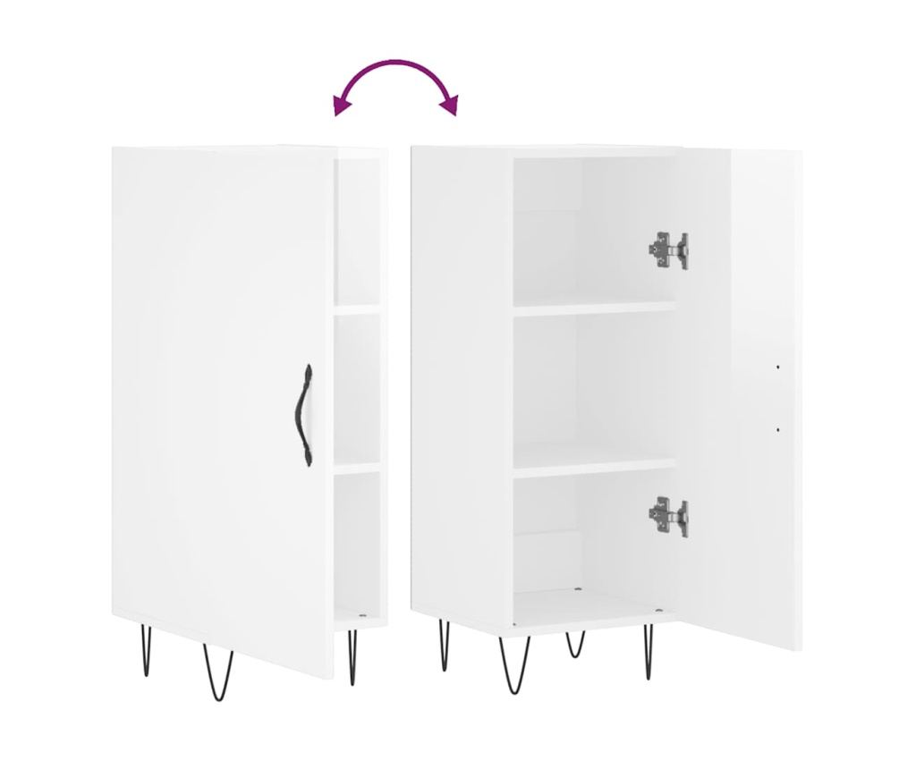 Ormarić, visoki sjaj bijeli, 34,5x34x90 cm, kompozitno drvo - 7