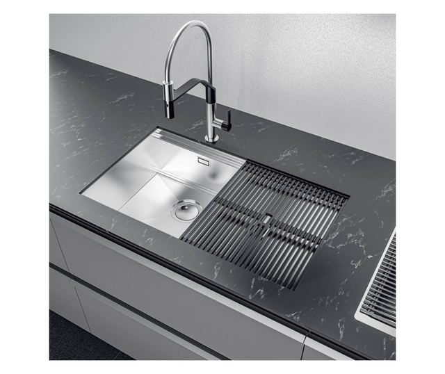 Премиум кухненска мивка, Foster, Milanello, 79 x 47 см, PVD покритие, за вграждане под плот, златиста