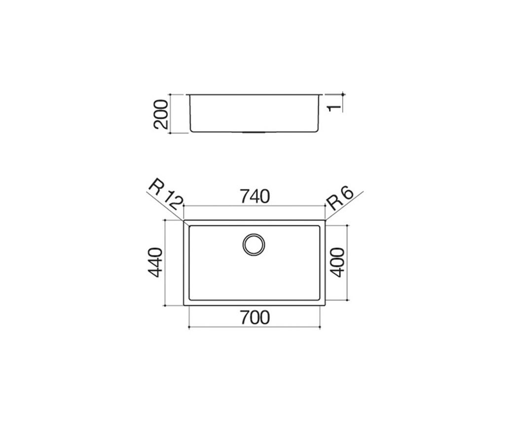 Мивка за външна кухня Barazza, 70 x 40 см, Неръждаема стомана - 4