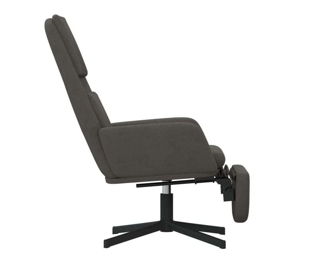 Naslanjač s taburejem, temno siv, žamet - 6