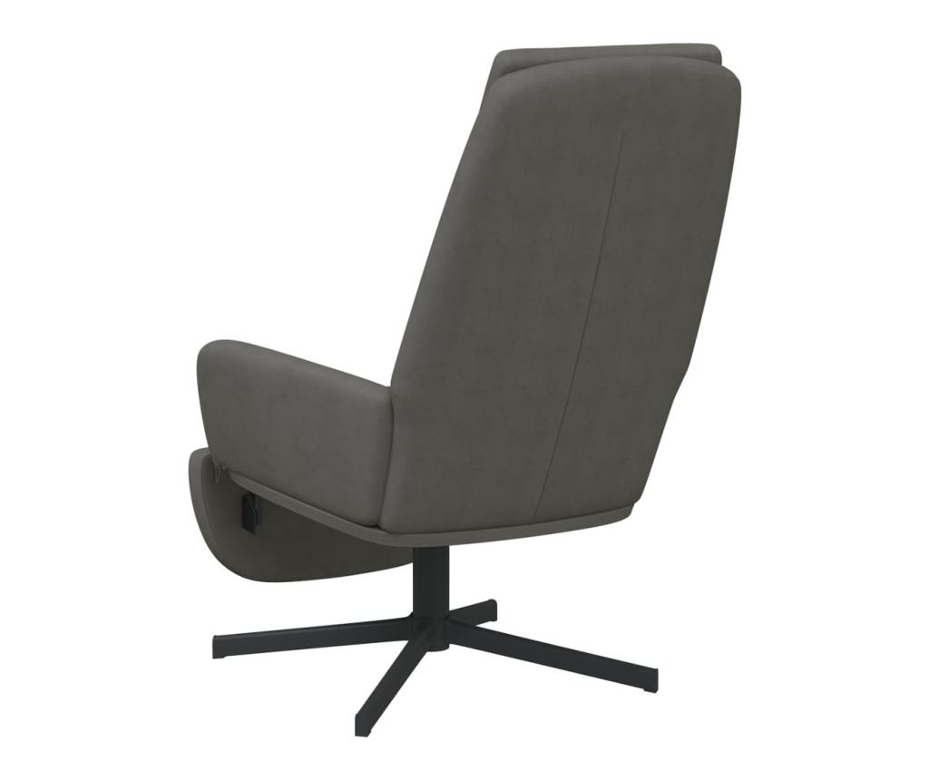 Naslanjač s taburejem, temno siv, žamet - 16