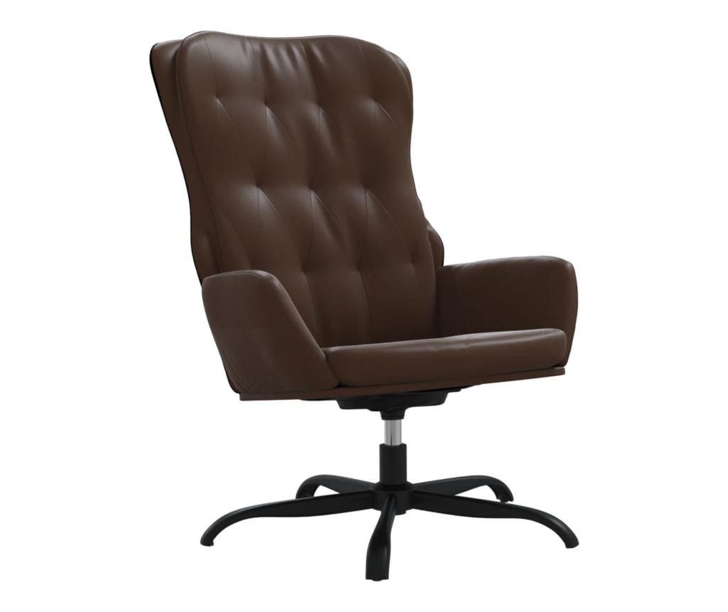 Naslanjač z oporo za noge, rjava, umetno usnje - 12