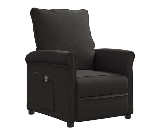 Električni naslanjač, črn, blago