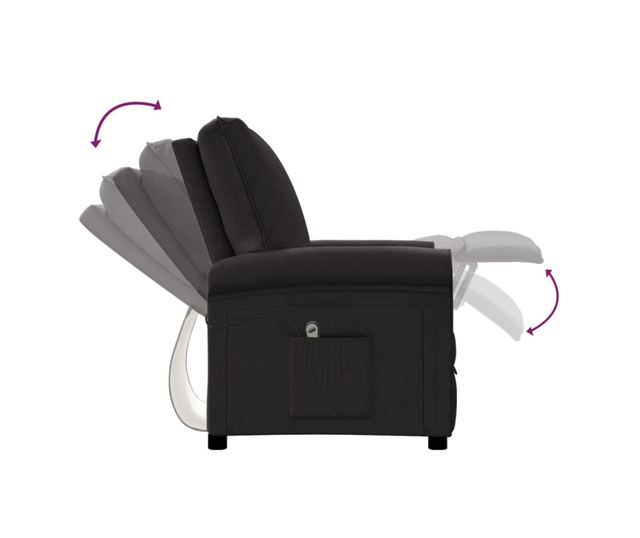 Električni naslanjač, črn, blago