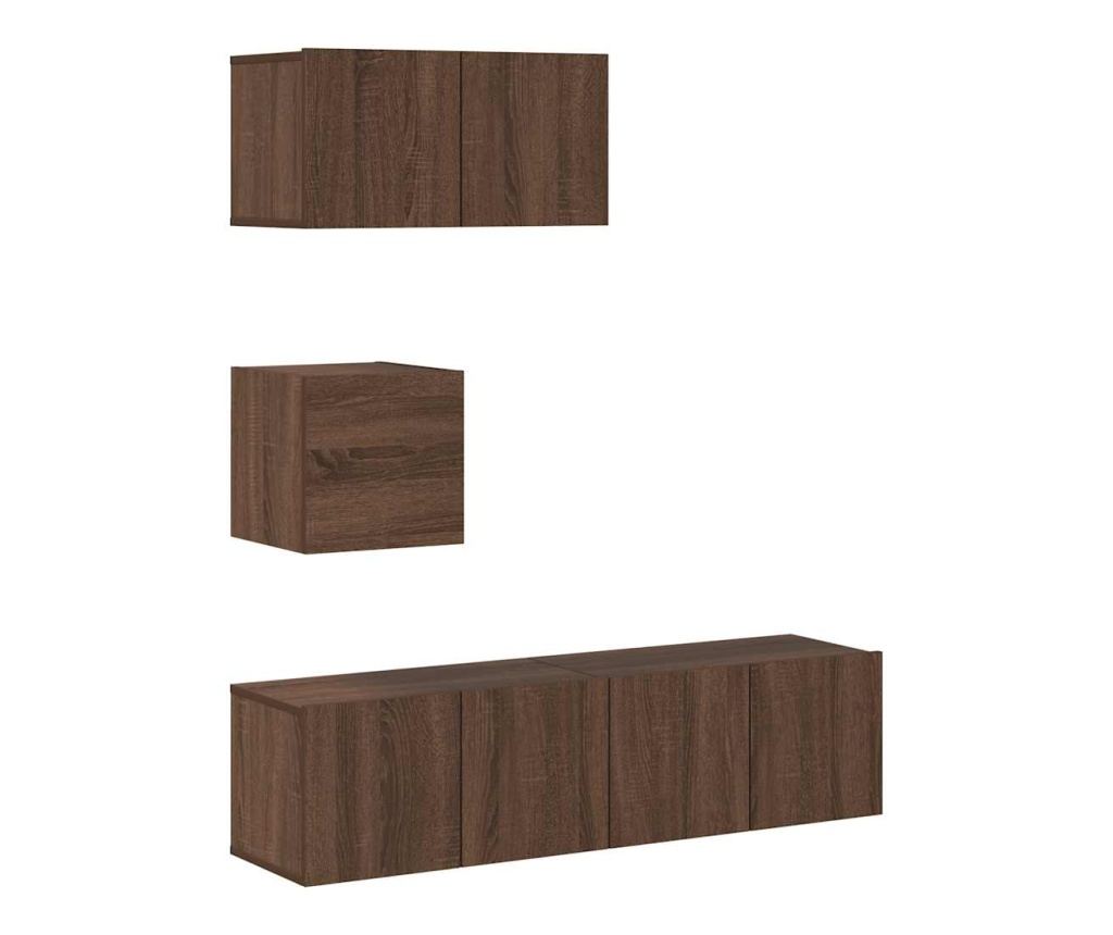 TV omarica set, 4 kosi, rjav hrast, Konstruirani les - 9