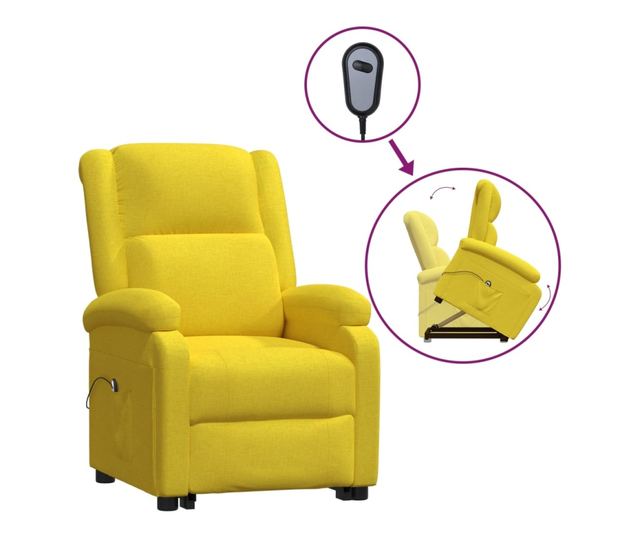 Zložljiv fotelj z dvigom, rumen, tekstilni material