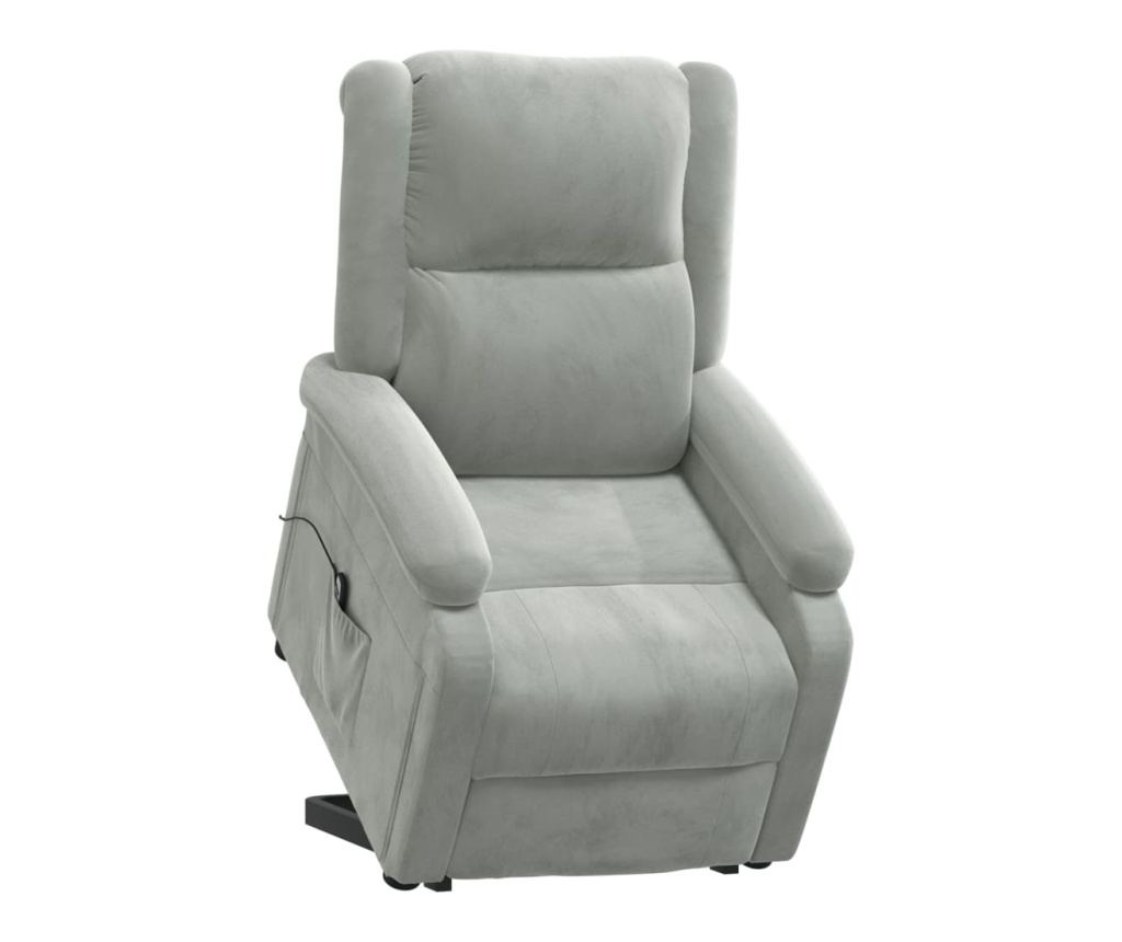 Dvignjivi naslanjač, svetlo siv, žamet - 7