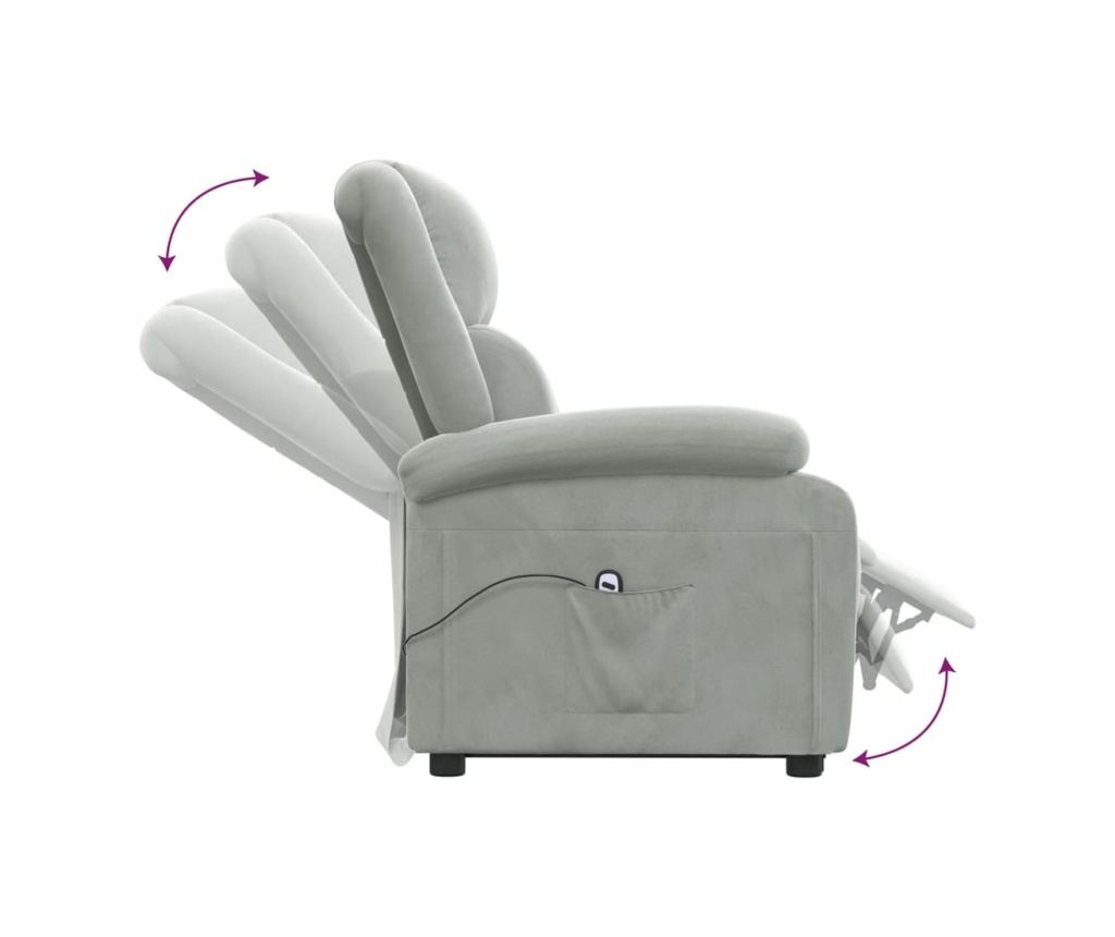 Dvignjivi naslanjač, svetlo siv, žamet - 16