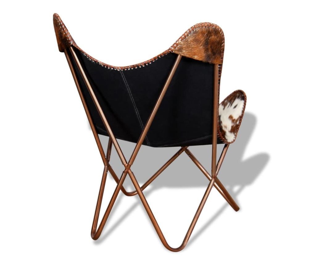 Leptir stolica, smeđa i bijela, prava goveđa koža - 7