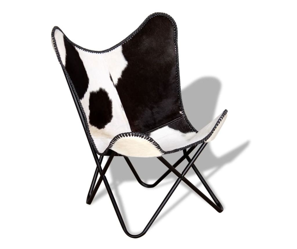 Стол Пеперуда, Черно и Бяло, Естествена Кожа от Крава - 2