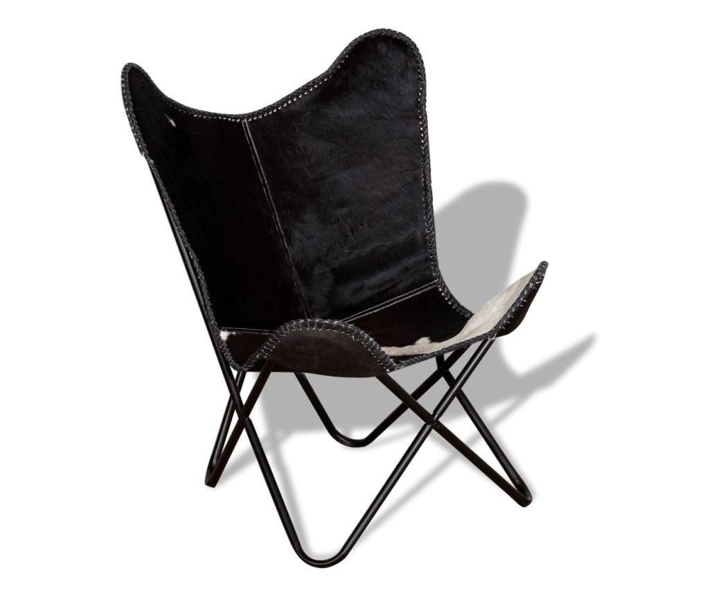 Стол Пеперуда, Черно и Бяло, Естествена Кожа от Крава - 3