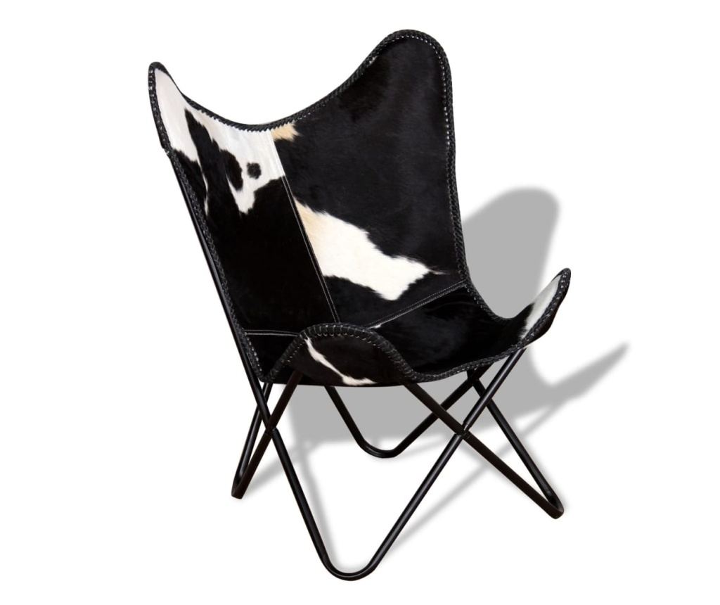 Стол Пеперуда, Черно и Бяло, Естествена Кожа от Крава - 4