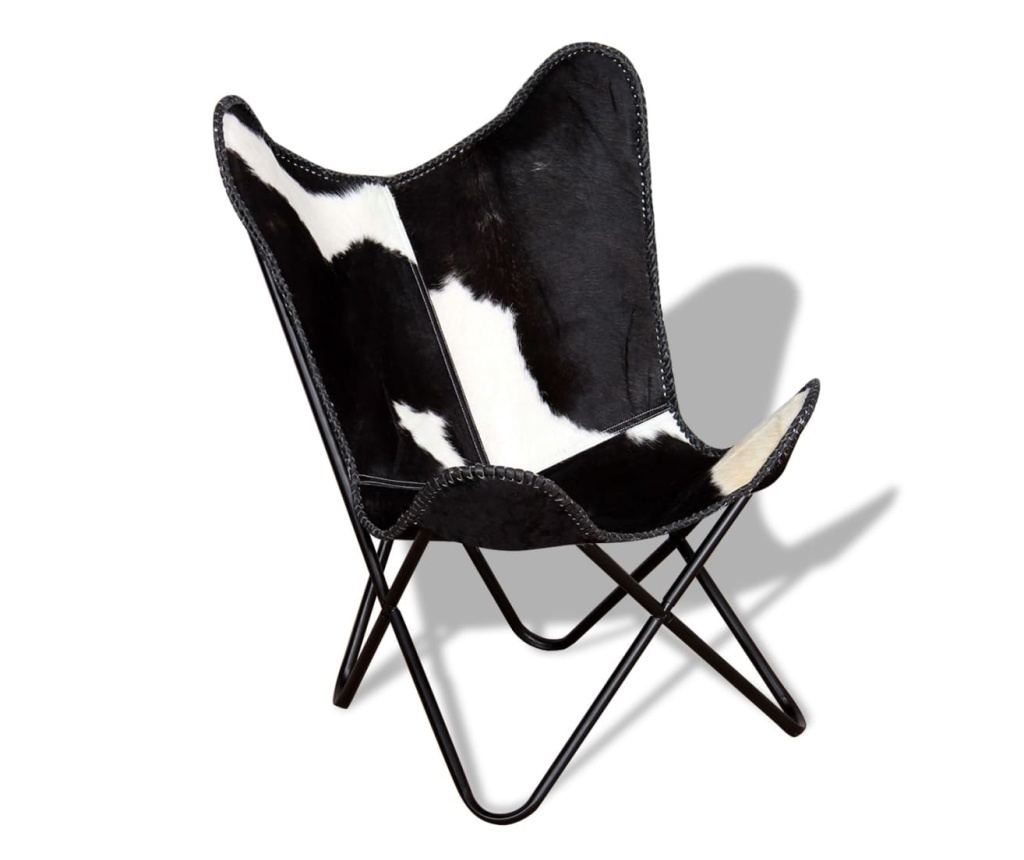 Стол Пеперуда, Черно и Бяло, Естествена Кожа от Крава - 5