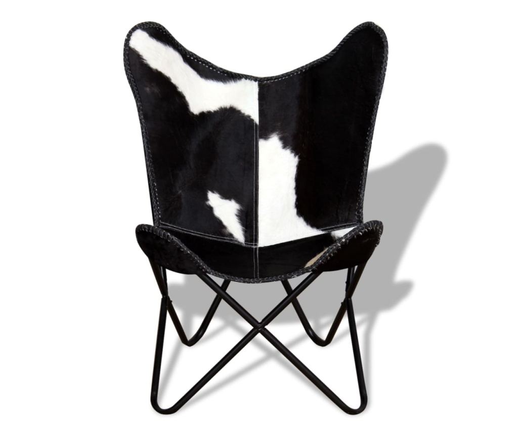 Стол Пеперуда, Черно и Бяло, Естествена Кожа от Крава - 6