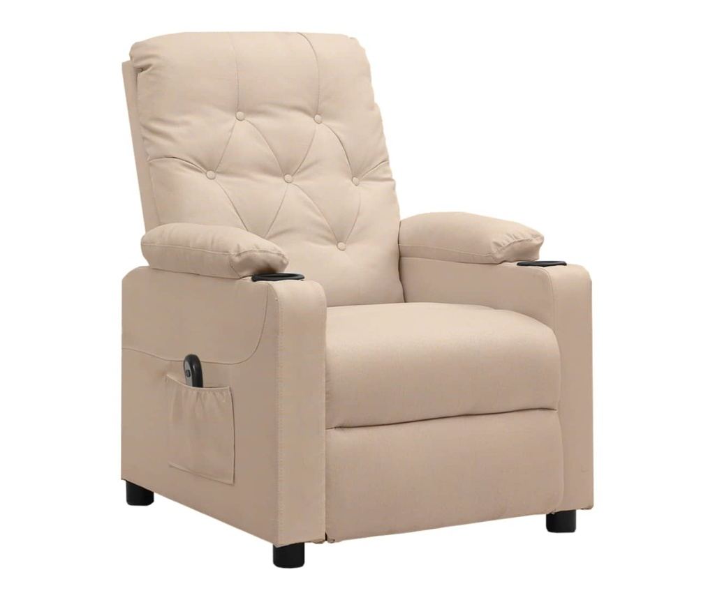 Електрически реклайнер фотьойл, кремав, текстилна материя - 2