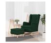 Люлеещ се фотьойл с табуретка, тъмнозелен, плат