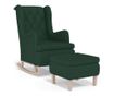Люлеещ се фотьойл с табуретка, тъмнозелен, плат