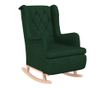 Люлеещ се фотьойл с табуретка, тъмнозелен, плат