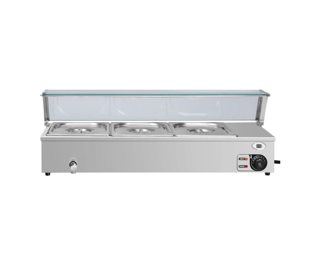 Gastronorm Bain Marie Уред за поддържане на храна топла 3 x GN 1/2 Неръждаема стомана - 2