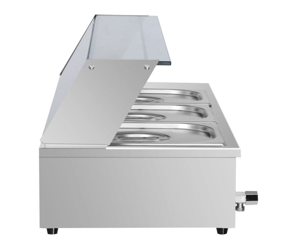 Gastronorm Bain Marie Уред за поддържане на храна топла 3 x GN 1/2 Неръждаема стомана - 3