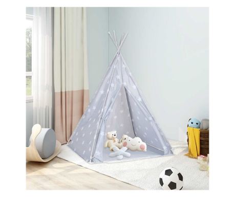 Otroški šotor Teepee z vrečko, siv, 115x115x160 cm, poliester