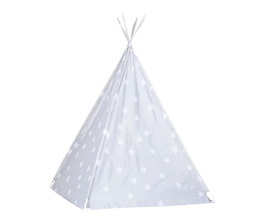 Детска палатка тип тийпи с чанта, сива, 115x115x160 см, полиестер - 4