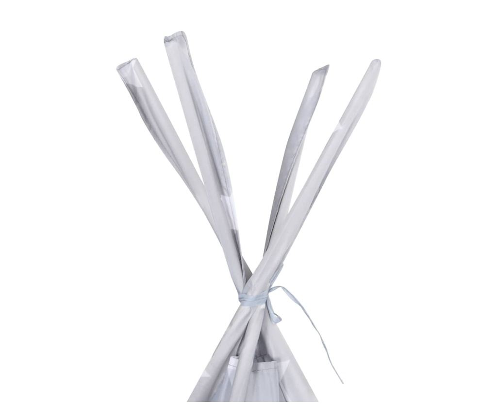 Детска палатка тип тийпи с чанта, сива, 115x115x160 см, полиестер - 5