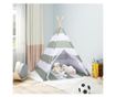 Детска палатка тип "типи" с чанта, райета, 120x120x150 см, праскова
