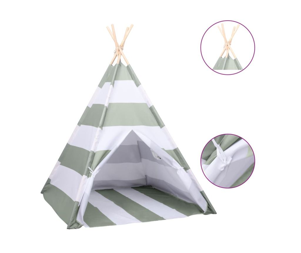 Cort de copii teepee cu geantă, dungi, 120x120x150 cm, piersică - 2
