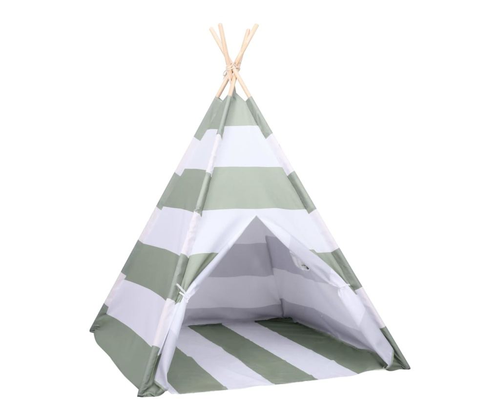 Cort de copii teepee cu geantă, dungi, 120x120x150 cm, piersică - 3