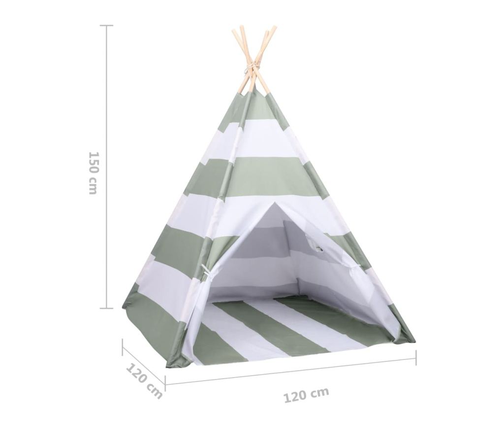 Cort de copii teepee cu geantă, dungi, 120x120x150 cm, piersică - 8