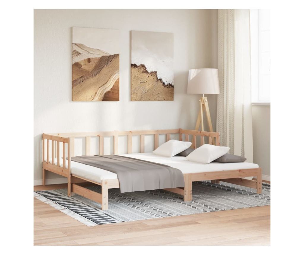 Izvlačni krevet na razvlačenje 2x(80x200) cm od masivne borovine - 4