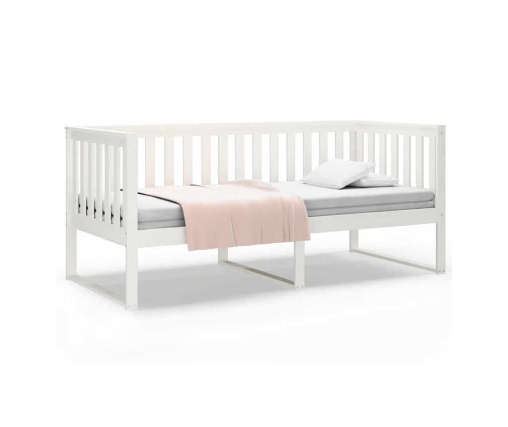 Dnevni krevet, bijela, 90x200 cm, masivna borovina - 2