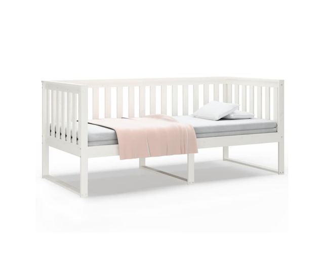 Дневно легло, бяло, 90x200 см, масивна борoва дървесина