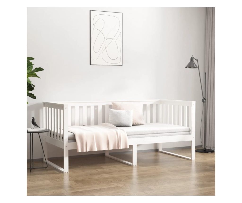Dnevni krevet, bijela, 90x200 cm, masivna borovina - 4