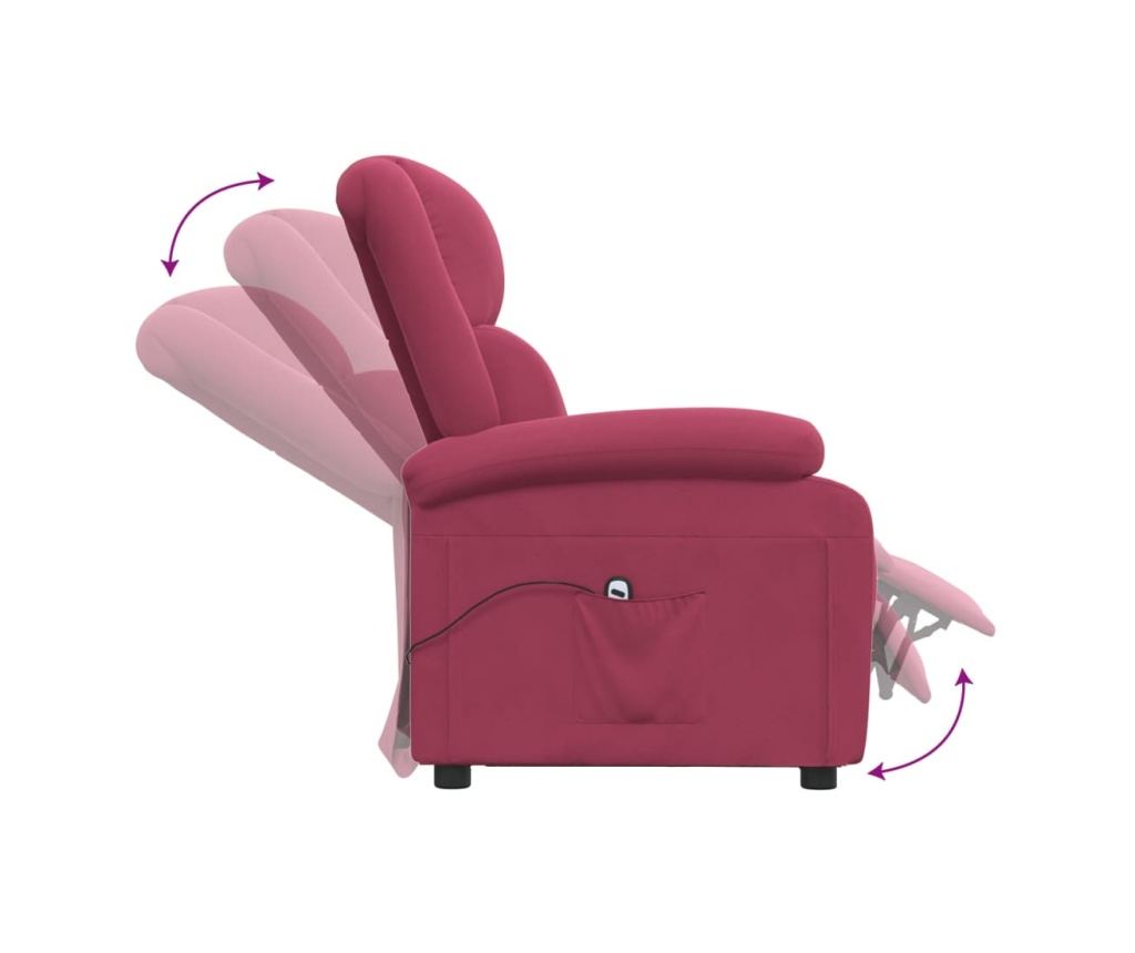 Електрически реклайнер, цвят виночервено, кадифе - 6