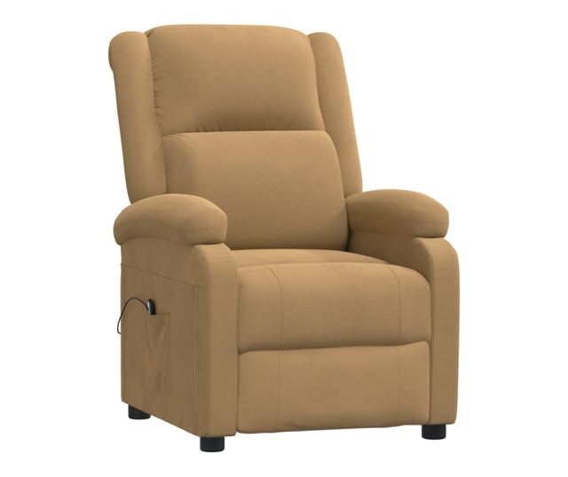 Електрически реклайнер фотьойл, кафяв, кадифе