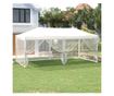 Сгъваема парти шатра със странични стени, бяла, 3x6 м