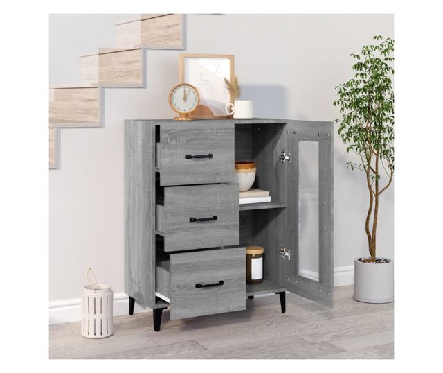 Шкаф, сонома сиво, 69.5x34x90 см, композитно дърво