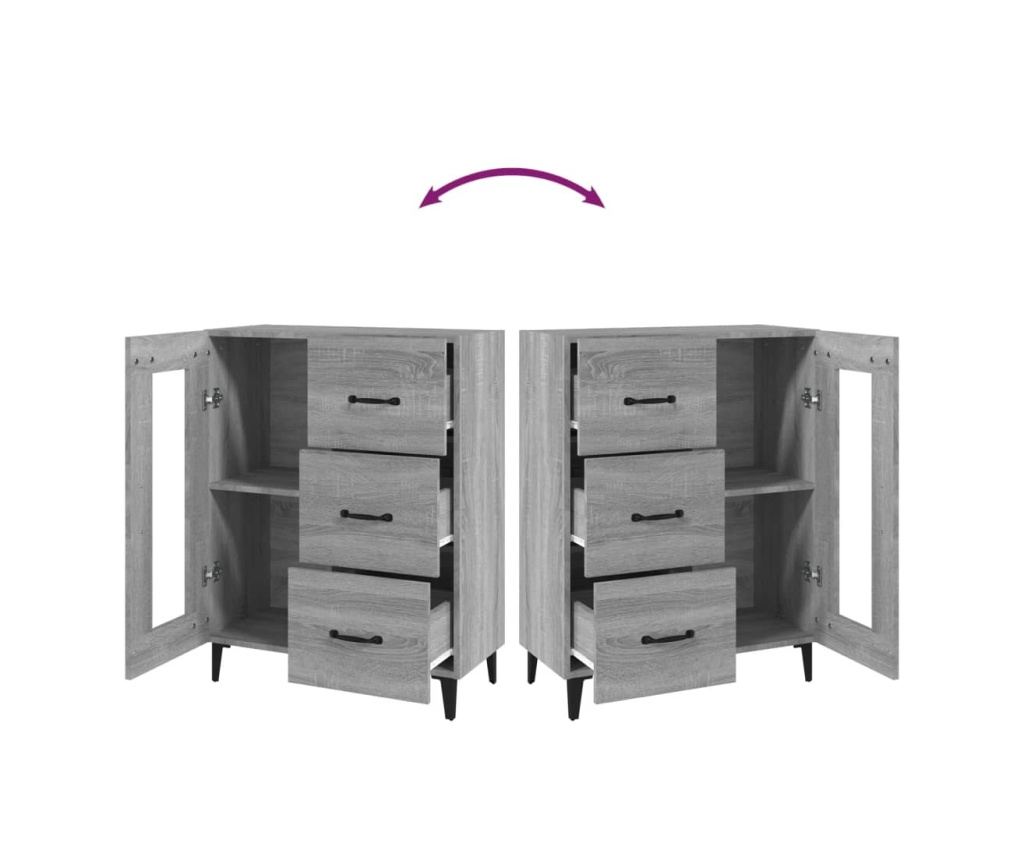 Servantă, gri sonoma, 69,5x34x90 cm, lemn compozit - 9