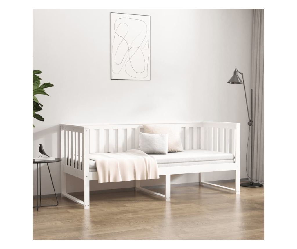 Day bed, white, 80x200 cm, solid pine wood - 4