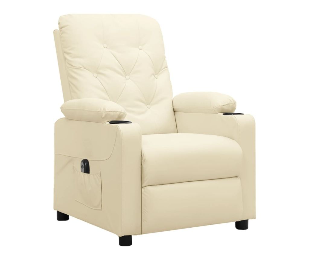 Електрически реклайнер фотьойл, кремав, изкуствена кожа - 2