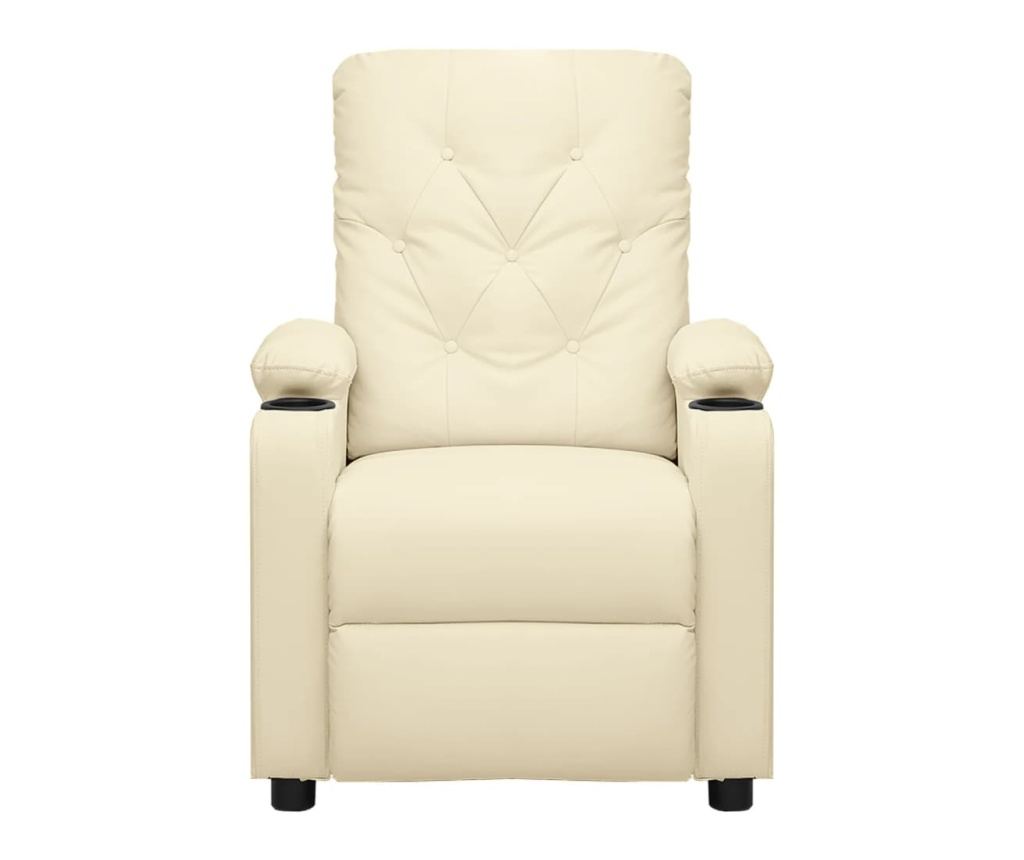 Електрически реклайнер фотьойл, кремав, изкуствена кожа - 3