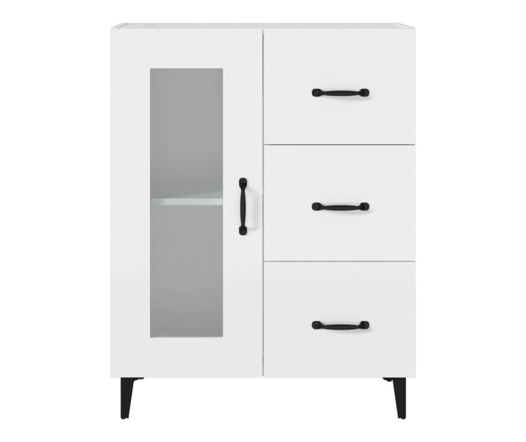 Страничен шкаф, бял, 69.5x34x90 см, композитно дърво - 5