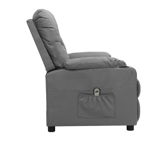 Електрически реклайнер фотьойл, сив, изкуствена кожа