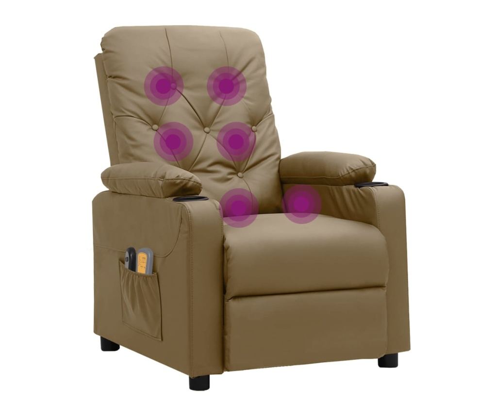 Електрически реклайнер масажен стол, капучино изкуствена кожа - 7