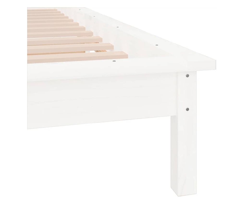LED легло, бяло, 90x200 см, масивно дърво - 7