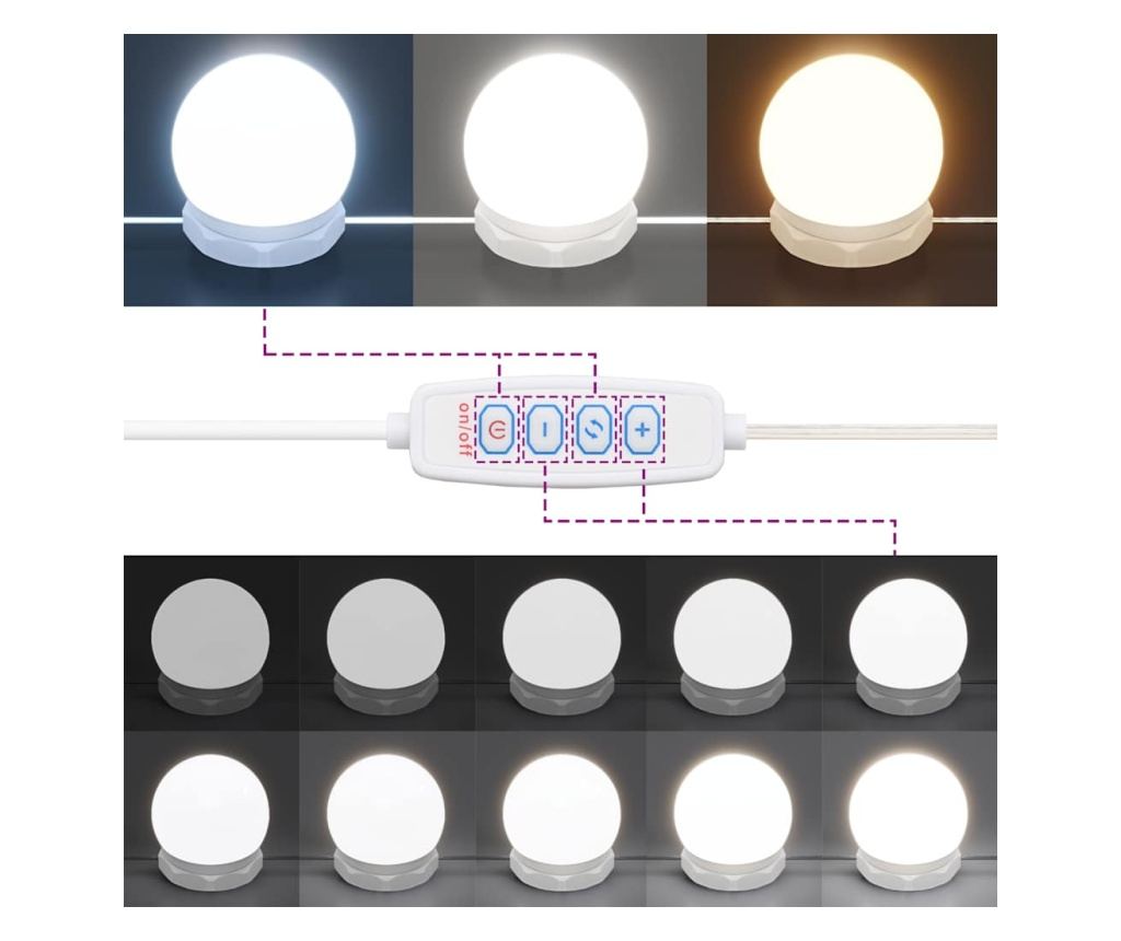 Toaletní stolek s LED osvětlením hnědý dub 90 x 42 x 132,5 cm - 8