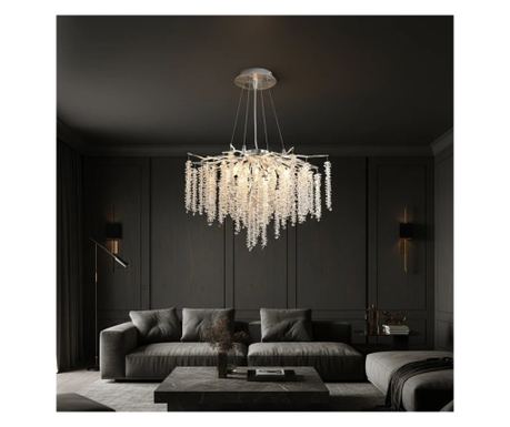 Candelabru RFAN, Model 33001/600, Textura Cristal, Metal, 8 X E14, Argintiu